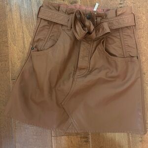 Free people size small Brown Faux Leather Skirt with Belt never worn
